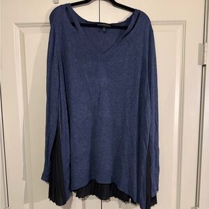Lane Bryant Blue and Black V-Neck Blouse